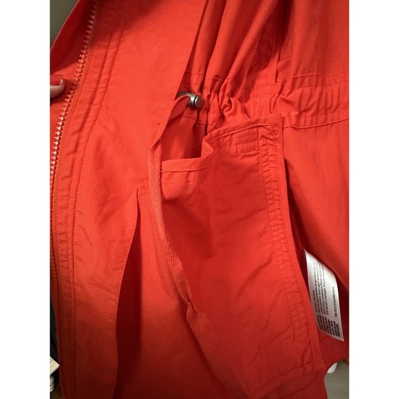 Eileen Fisher Womens Orange Coral Raincoat Sz S/P Lined Pocket Cinch Waist,‎ EUC - Picture 4 of 5